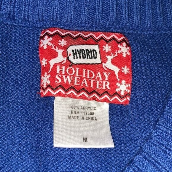 Hybrid Holiday Sweater Blue Snowflake Print With Scarf Motif Medium - Picture 3 of 7